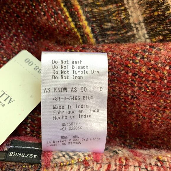 Anthropologie Aszakka Embroidered Beaded Wool Blend Poncho Cape Sweater S M L XL - Picture 9 of 13